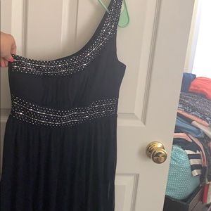 One Shoulder Navy Wedding Guest Dress